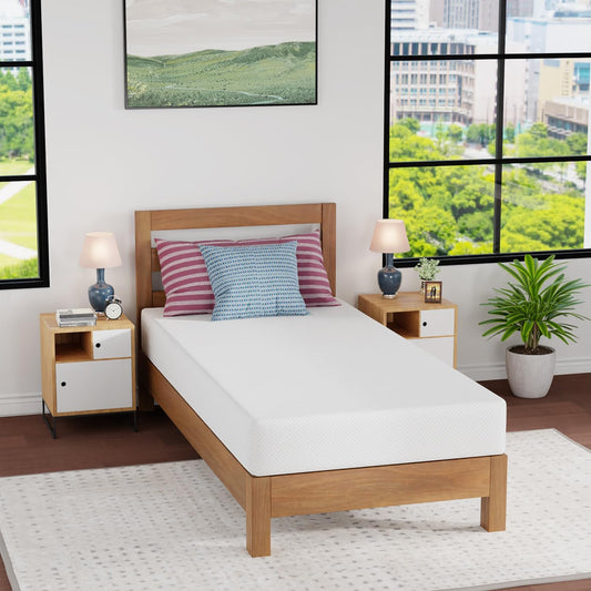 | 8 Inch Twin XL Mattress | Medium Firm | Gel Memory Foam Mattress | White | Bed in a Box, Certipur-Us Certified | Pressure Relief, Cooling Ventilated Foam | Washable Removable Cover