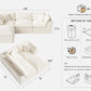 Cloud Sectional Couches for Living Room | 108 Inch L-Shaped Boneless Couch with Ottoman | Modular Sectionals Sofa Couch Ivory White