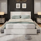 King Size Bed Frame with Tall Tufted Wingback Headboard, Platform Velvet Upholstered King Bed Frame with 4 Storage Drawers and Wooden Slats Support, No Box Spring Needed, Creamy White