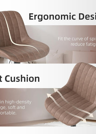 Set of 3 Adjustable Swivel Counter Height Bar Stools with Backrest, Modern Armless Design in Light Brown PU Leather
