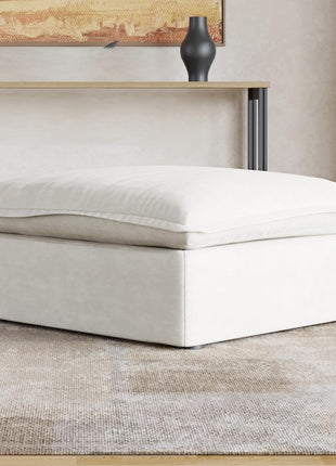 Elegant Minimalist Ottoman Module for Living Room with Removable Cushion Covers, Comfortable and Breathable Footstool in White, Perfect for Apartment Sofas