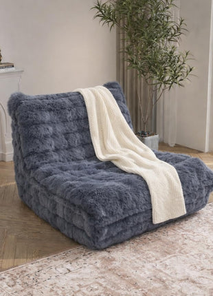 Faux Fur Bean Bag Chair with Memory Foam Filling - Versatile Lazy Sofa for Bedroom, Living Room, Office, and Home (Dark Grey)