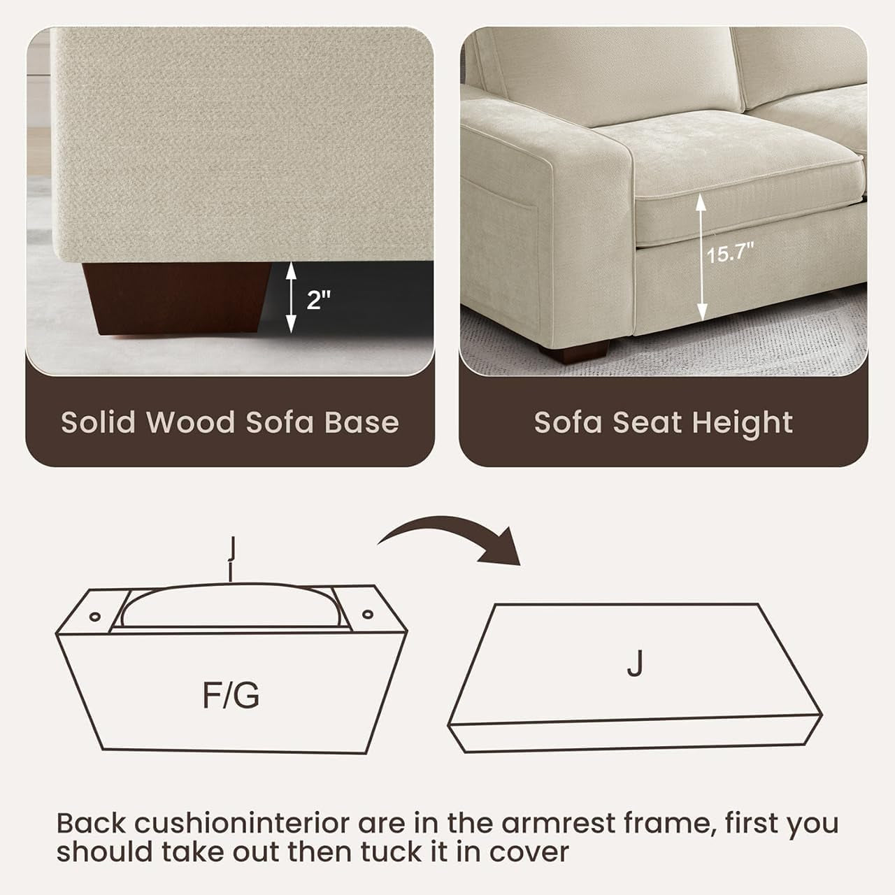 99" L-Shaped Sectional Couch with Storage, Sofa with Reversible Chaise, USB Type-C Charging, Chenille Fabric, Removable Cushion Covers, for Small Space, Apartment, Living Room, Beige