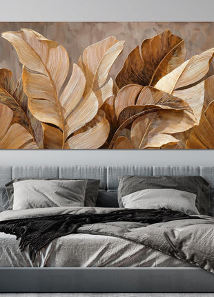 Botanical Canvas Wall Art - Contemporary Brown Artwork for Living Room, Bedroom, and Office Decor - 20" x 40