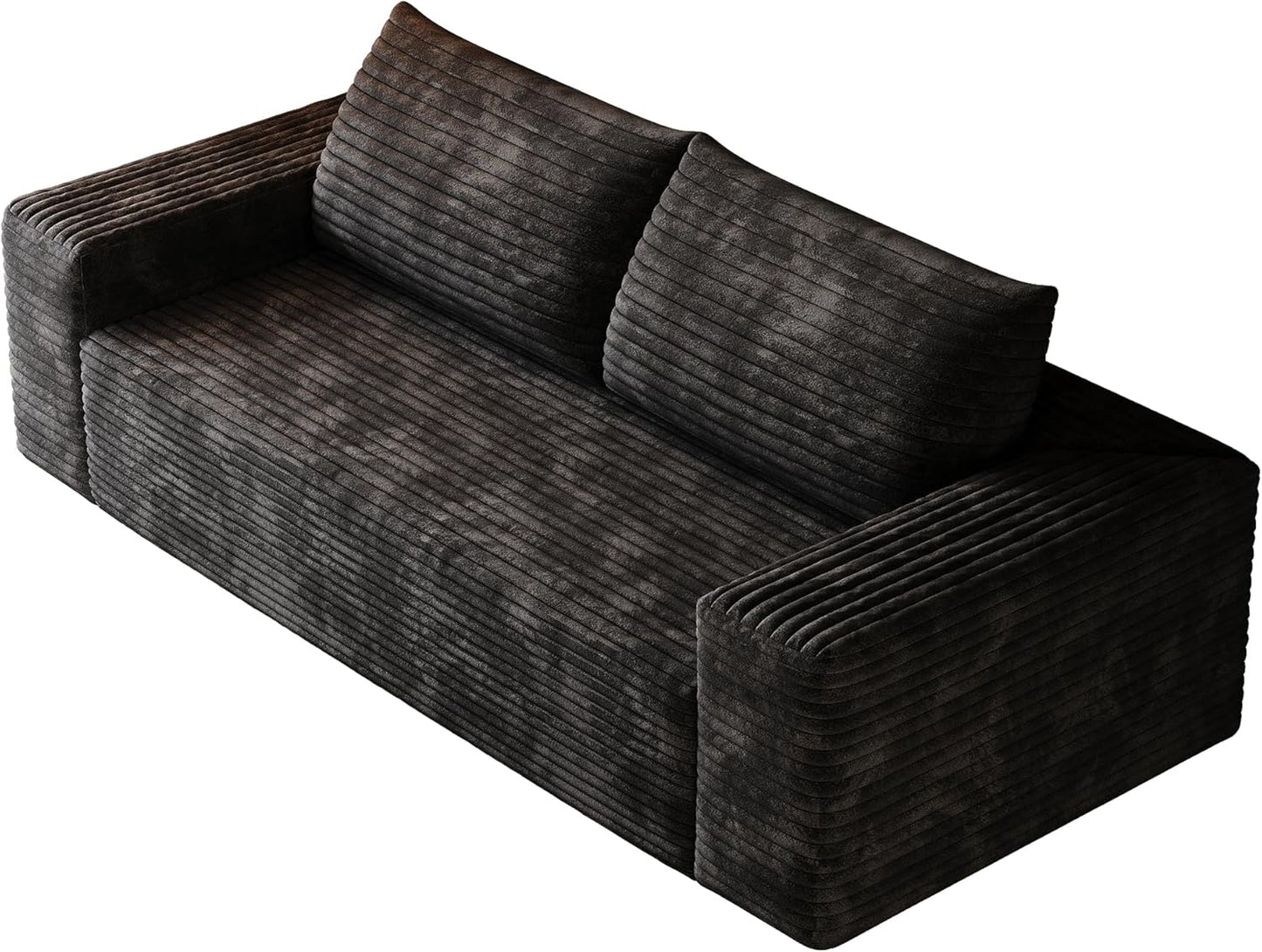 63" Cloud Loveseat Boneless Sofa Couch in a Box, No Assembly Required 2 Seater Foam Compression Couches, Modern Living Room Floor Sofa Couch Corduroy Small Love Seat