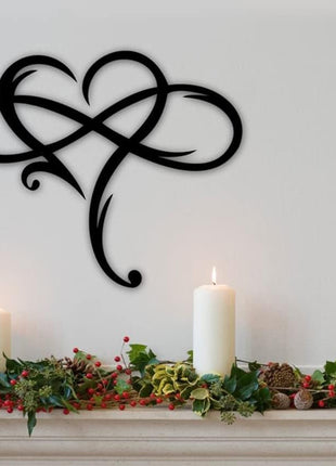 Infinity Heart Metal Wall Art - Sophisticated Steel Love Sign for Home and Wedding Decor, Perfect for Bedroom and Living Room (Black, 15.7 x 14 Inches)