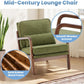 Mid Century Accent Chair, Modern Living Room Chairs with Arms and Waist Cushion, Reading Chairs for Adults, Lounge Chair for Bedroom, Solid Wooden Frame, Classic Green