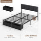 Full Size Bed Frame with Headboard, Upholstered Full Bed Frame with LED Light, USB Charging Station, Platform Bedframe with 2 Fabric Underbed Storage Drawers, No Spring Box Needed