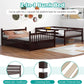 Full over Full Bunk Bed with Trundle, Solid Wood Trundle Bed Frame W/Guardrails and Ladder, Convertible to 2 Beds, Full Size Bunk Beds for Adults Kids Teens, No Box Spring Needed,Espresso