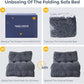 Folding Sofa Bed, Convertible Sleeper Chair with Pillow Foldable Mattress with Back Support, Portable Fold Out Chair Bed Comfy Floor Sofa Lounge for Living Room Bedroom, Dark Grey, Single