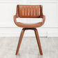 Swivel Accent Faux Leather Dining Chairs Set of 2 Mid Century Modern Chairs with Wooden Legs/Armrest/Upholstered Seat/Adjustable Foots for Kitchen Dining Room Desk Chairs(Brown)