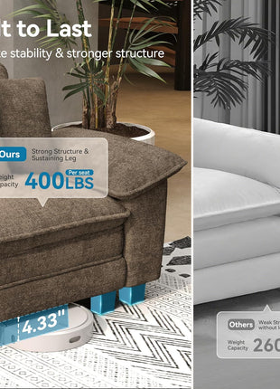 Oversized Chenille Sofa and Loveseat Set - Modern Cloud Sectional Design for Elegant Living Spaces