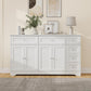 Large Buffet Cabinet with Storage, 59” Kitchen Cabinet with 4 Doors, 6 Drawers & 2 Adjustable Shelves, Modern Sideboard for Living Room, Coffee Bar, White