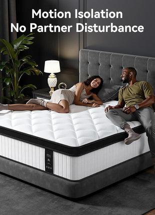 12-Inch Queen Mattress in a Box Featuring Memory Foam and Individual Pocket Springs for Superior Motion Isolation, Pressure Relief, Medium Firm Comfort, and Breathable Cooling Sleep Experience