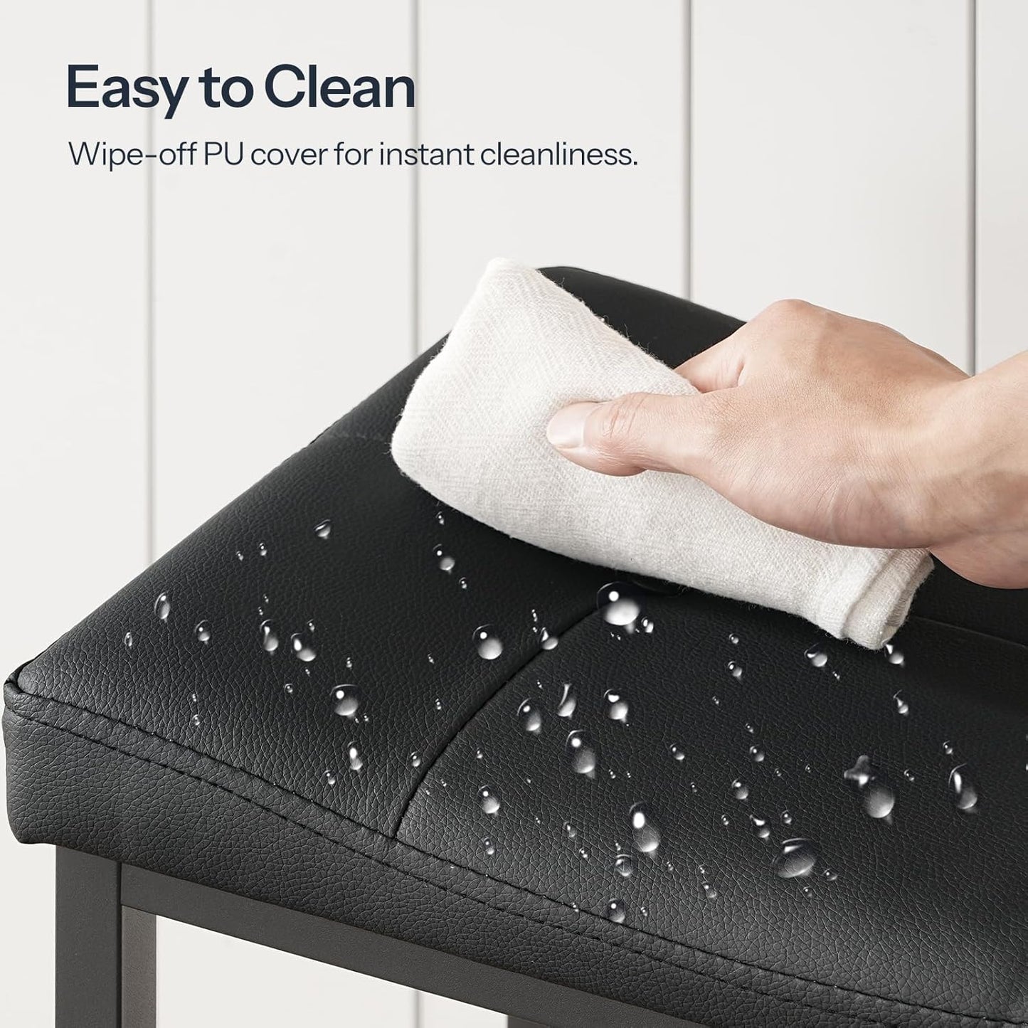 Bar Stools,25.4" Saddle Stools with PU Upholstery, Counter Height Stools with Footrest, Kitchen Breakfast Chairs, for Dining Room, Cafe, Bar, Black BB23BY01