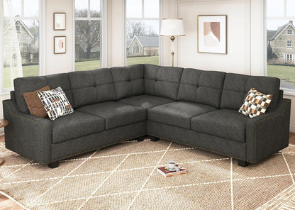 Convertible Sectional Sofa L Shaped Couch for Small Apartment Reversible Sectional Couches for Living Room,Dark Grey