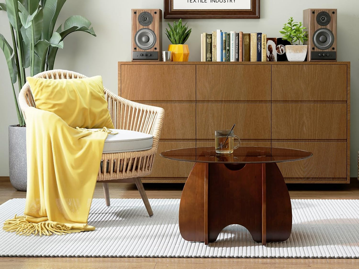 Round Glass Coffee Table Brown Glass Modern Center Tables for Living Room Small Spaces Creative Unique Accent Table Extendable Home Furniture