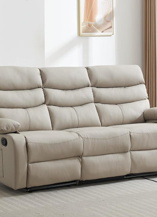 Three-Seater Recliner Sofa Set - Anti-Scratch Loveseat & Couch for Living Room, RV, and Home Theater in Beige