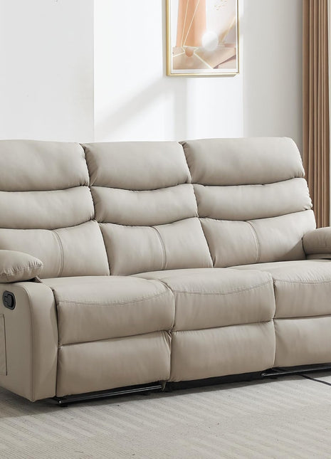 Three-Seater Recliner Sofa Set - Anti-Scratch Loveseat & Couch for Living Room, RV, and Home Theater in Beige