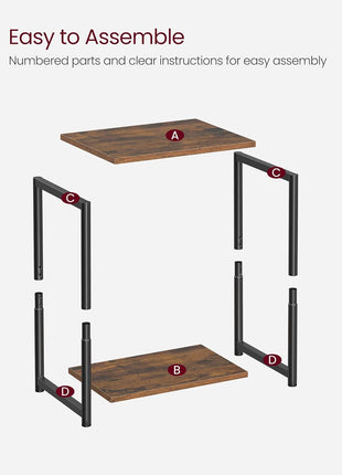 Set of 2 Rustic Brown and Black Versatile Side Tables for Living Room, Bedroom, Office, and Bathroom - Model ULET272B01