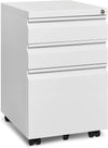 Mobile File Cabinet for Home Office, Lockable 3 Drawer Filing Cabinet with Wheels for A4-Size/Letter-Size/Legal-Size, Fully Assembled except Casters, White