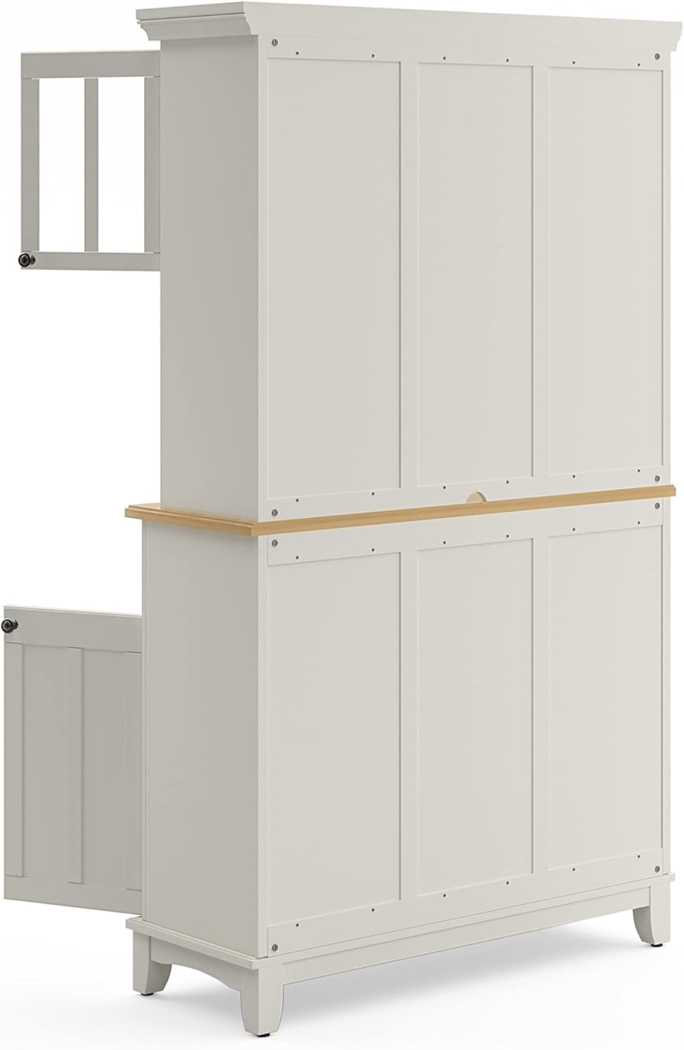 Buffet of Buffets Off-White Server with Hutch and Natural Wood Top