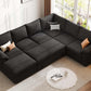 108 Inch Modular Sectional Sofa with Pull Out Bed, U Shaped 7 Seat Sectional Sleeper Sofa with Storage, Sectional Couches for Living Room,Cloud Modular Couch, Removable Sofa Cover, Black