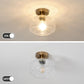 DSMJFU Semi Flush Mount Ceiling Light, Vintage Small Ceiling Light Fixture, Thickened Glass Hallway Lighting Fixture, Brass Kitchen Ceiling Mount Light for Entry Way, Bedroom, Bathroom, Porch
