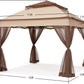 11X11 Pop up Gazebo Tent Outdoor Canopy Patio Shelter with Mosquito Netting(Beige)