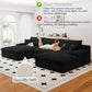 107" Cloud Couch Modular Sectional Sofa for Living Room, U-Shape Boneless Couch with Deep Seat, Modern Corduroy 3-Seater with Ottoman, No Assembly Required (Black,Left-Facing Chaise)