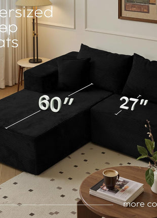 Elevate Your Living Room with Our Chic Black Sectional Sofa - Assembly Free