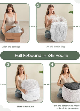 Contemporary Foam-Filled Pouf Ottoman - Elegant Round Foot Rest for Living Room, 20 x 15 Inches, Beige Boho Relaxation Stool for Events and Gatherings
