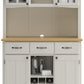 Buffet of Buffets Off-White Server with Hutch and Natural Wood Top