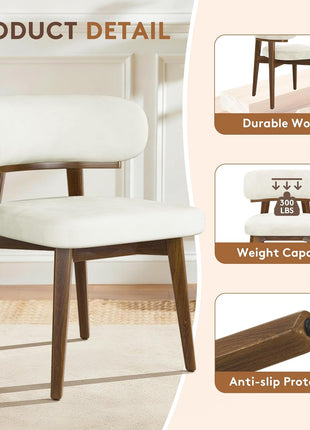 Set of 4 Contemporary Upholstered Dining Chairs with Ergonomic Curved Backrest and Wooden Frame for Dining Room