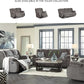 Tulen Reclining Loveseat, Dual-Sided Recliner, Pull Tab Reclining Motion, Fabric Upholstery, 63" W X 40" D X 40" H, Dark Gray
