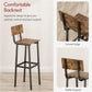 Set of 2 Bar Stools, Tall Bar Stool with Backrest and Footrest, Tall Bar Chairs, Industrial Style Counter Height Bar Stool for Dining Room, Kitchen, Rustic Brown