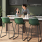 Bar Stools Set of 3, 26 Inches Counter Height Bar Stools with Back, Modern Faux Leather Barstools with Metal Legs and Footrest, Bar Chairs for Kitchens Island (Green)
