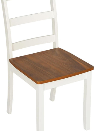 5-Piece Solid Wood Dining Table Set for Four - Farmhouse Rectangular Design, Space-Saving Solution for Dining Room, Office, Terrace, and Courtyard in White Finish