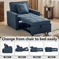 Sleeper Sofa Bed 3-In-1 Sleeper Chair Pull Out Bed, Futon Couch, Convertible Sofa Bed with Reclining Backrest, 35.6" (Blue)