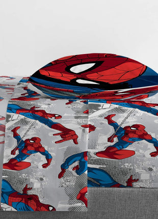 Marvel Spider-Man Burst 4-Piece Twin Bed Set - Reversible Comforter and Sheet Set - Super Soft, Fade-Resistant Microfiber - Official Marvel Merchandise