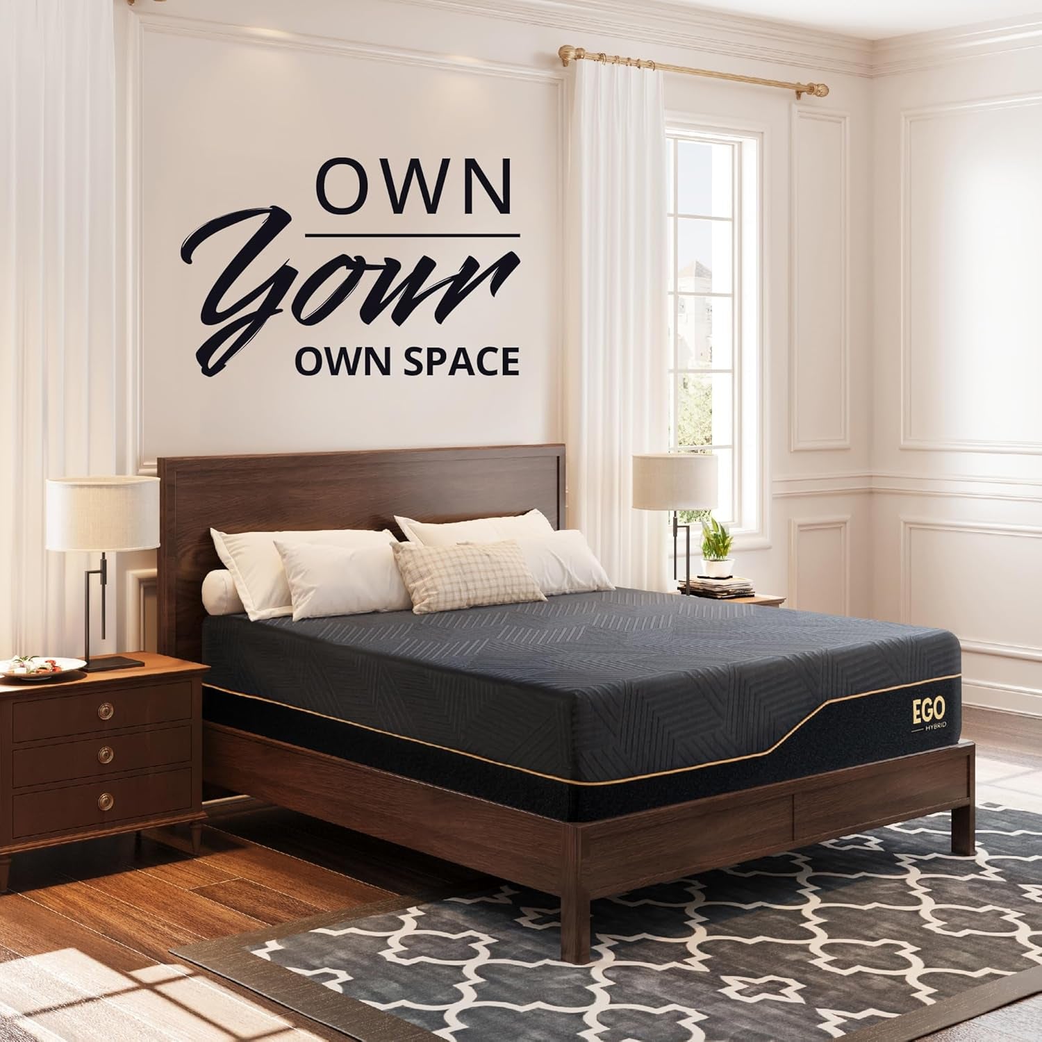 EGOHOME 14 Inch Hybrid King Mattress, Memory Foam Pocket Spring Mattress with Cooling Cover, Bed in a Box, Certipur-Us Certified, Made in USA, 76”X80”X14” Black