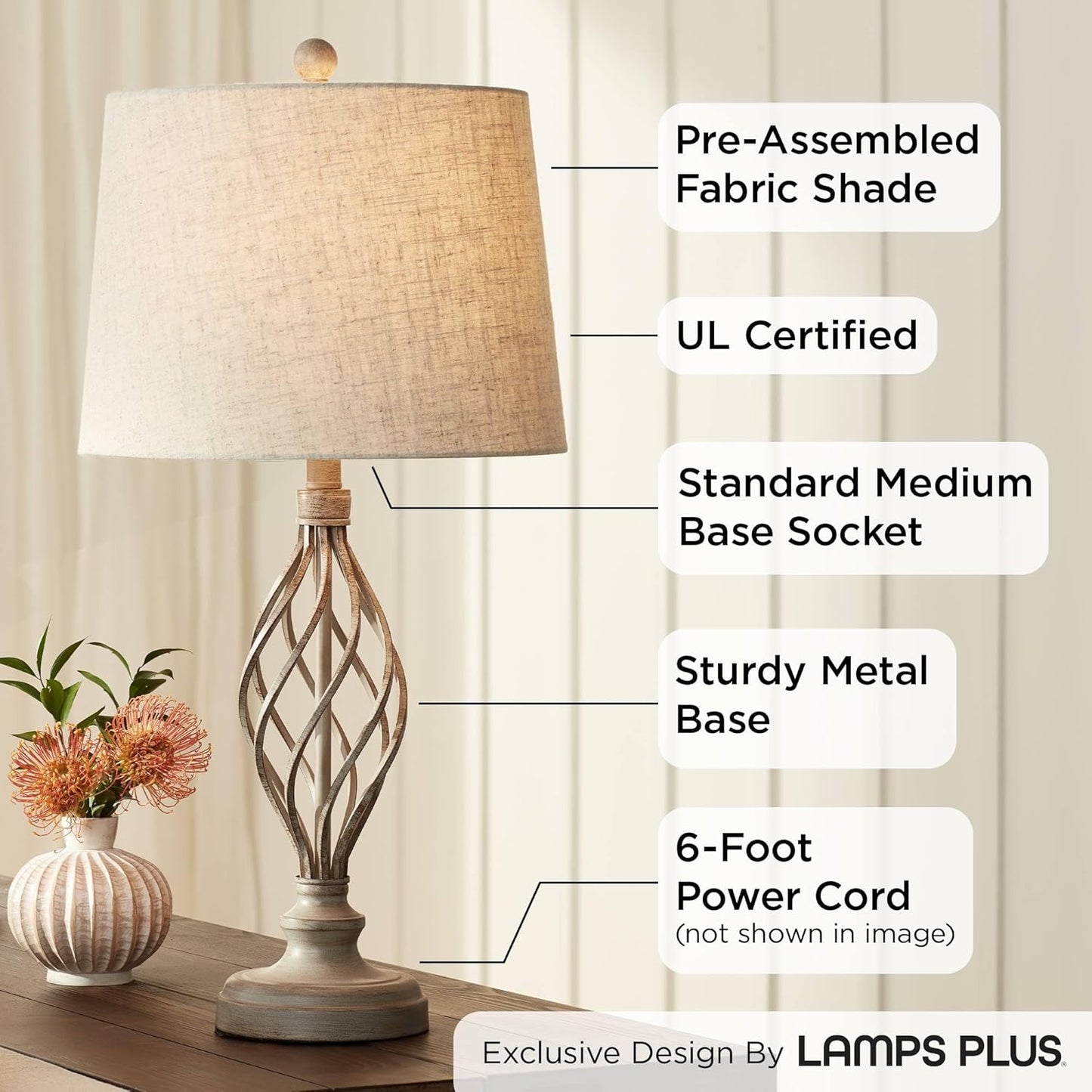 Annie Modern Industrial Table Lamps 28" Tall Set of 2 Weathered Sand Iron Cream Tapered Drum Shade for Bedroom Living Room House Home Bedside Nightstand Office Entryway Family