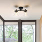 2-Light Semi Flush Mount Ceiling Light, Industrial Pendant Lighting Fixture with Glass Shade, Ceiling Chandelier Lamp for Hallway Loft Kitchen Bar