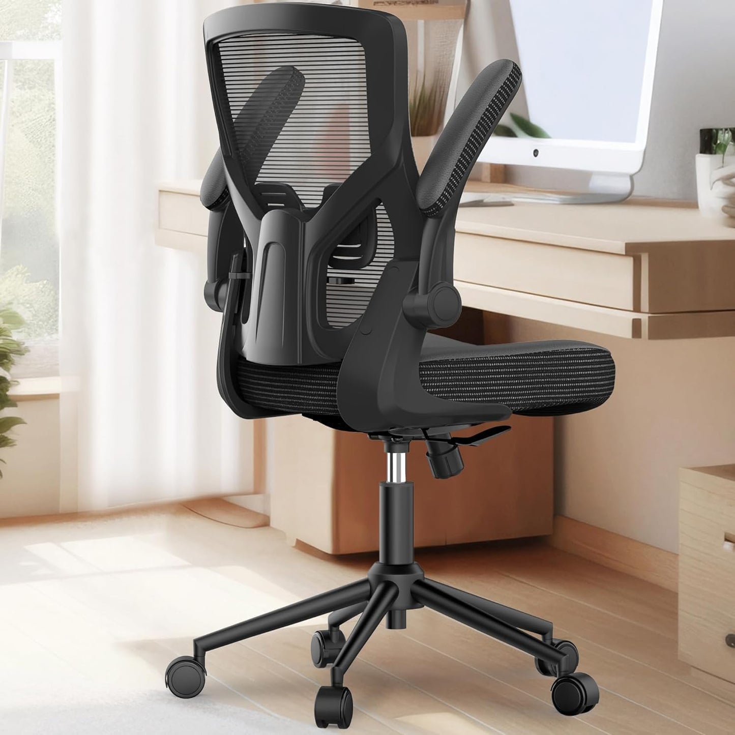 Ergonomic Leather Office Chair with Waterfall Seat and S-Shaped Back for Lower Back & Leg Pressure Relief, Comfortable for 8+ Hours Sitting