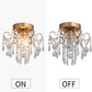 Mini Chandelier Crystal Ceiling Light,Small Flush Mount Gold Light Fixture for Entryway Bedroom Barthroom Hallway Closet E26