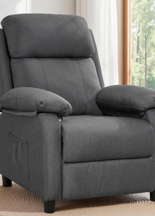 Padded Recliner Chair with Side Pockets for Adults - Compact Living Room Lounge Chair for Small Spaces (Linen)