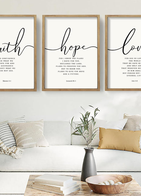 Set of 3 Framed Farmhouse-Inspired Bible Verse Wall Art - 11”x14” Christian Scripture Decor for Living Room and Bedroom (Brown)