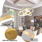 Modern Gold Led Chandelier 3 Rings Gold Dimmable LED Chandeliers Light Fixture for Kitchen Island Height Adjustable Chandelier Led Pendant Light for Dining Room Bedroom Living Room