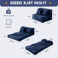 Convertible Sofa Bed, Fold Out Loveseat Sleeper Sofa with Pillow, 4 in 1 Tufted Folding Couch Bed Foam Floor Couch, Lazy Chair for Living Room Bedroom Guest Room, Navy