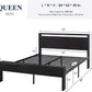 Queen Size Platform Bed Frame with Wooden Headboard and Footboard, Heavy Duty 12 Metal Slats Support, No Box Spring Needed, Under-Bed Storage, Noise Free, Easy Assembly, Black Oak
